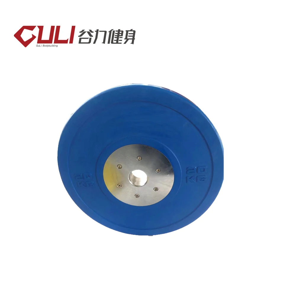 Тяжелая подъемная конкуренция цветная обучающая Резина бамперный диск штанги с стальным кольцом