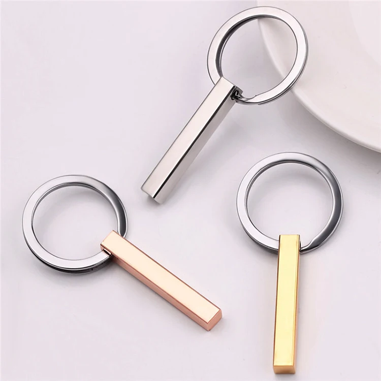 Stainless Steel Custom Keychain Engraved Letters Text Personalized Keyring Men