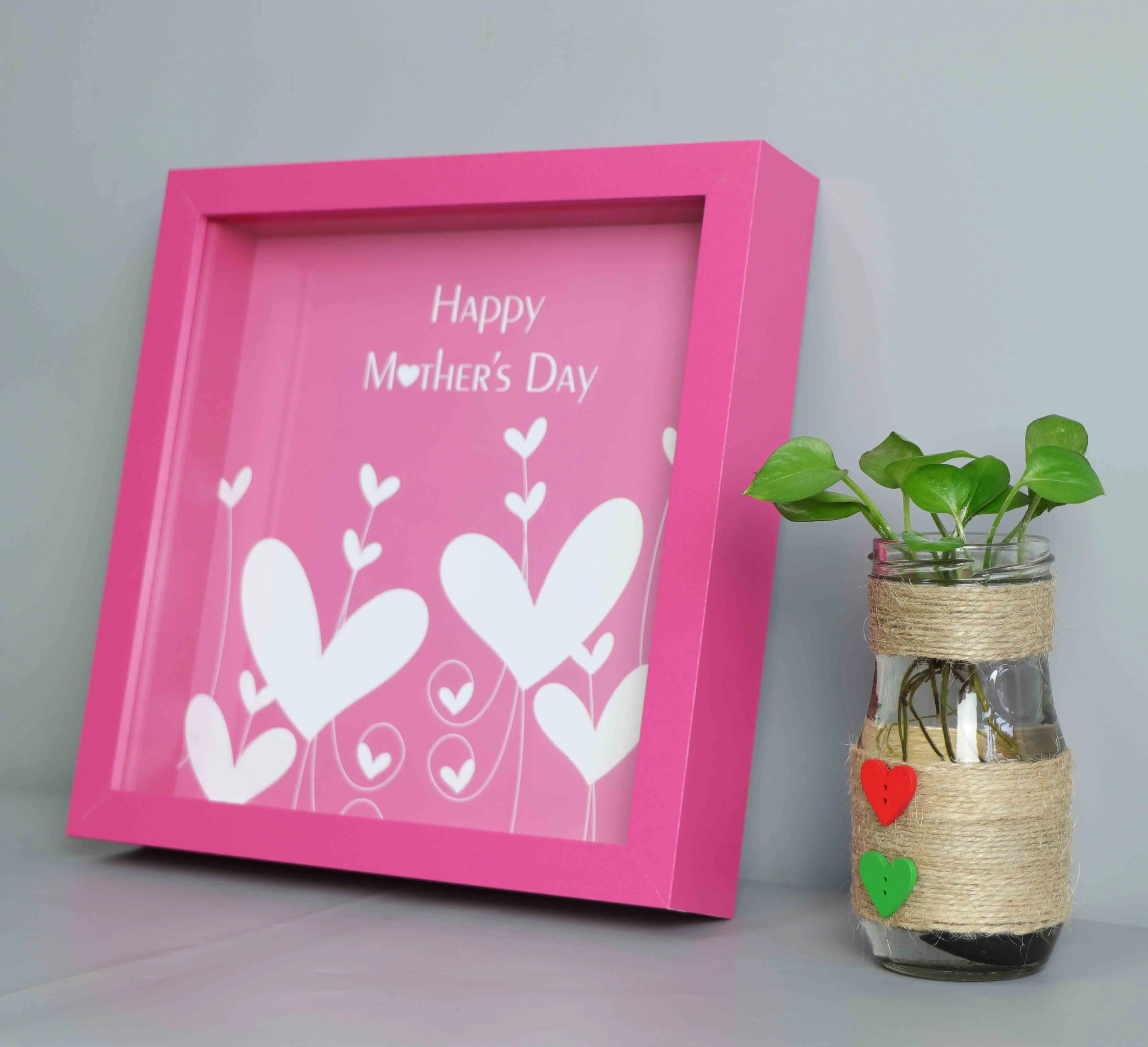Mother Day Photo Frame, Display 9x9" Photo or 5x5" Photo with Mat, White, Black, Rose Red, Blue Purple, Wood Grain