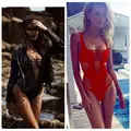 2016 Sexy Cut Out Bandage Hollow Halter Bikini Monokini Swimsuit Bathing Suit High Waist Bra