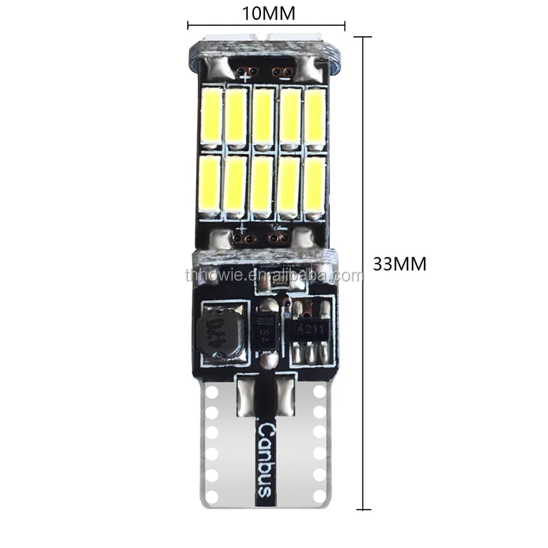T10 Socket 194 Led W5w Car Interior Light 26 SMD 4014 Pure White Auto Reading Lamp Canbus No Error 12V Car Light Accessories