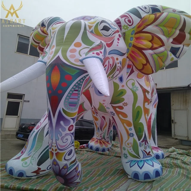 High Circus Performance Animal Inflatable Elephant with 16 Led Colors for Stage Decoration