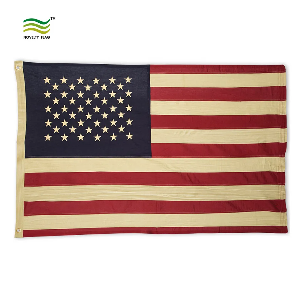 Gestickte Vintage antike Tee-gebeizte Baumwolle amerikanische