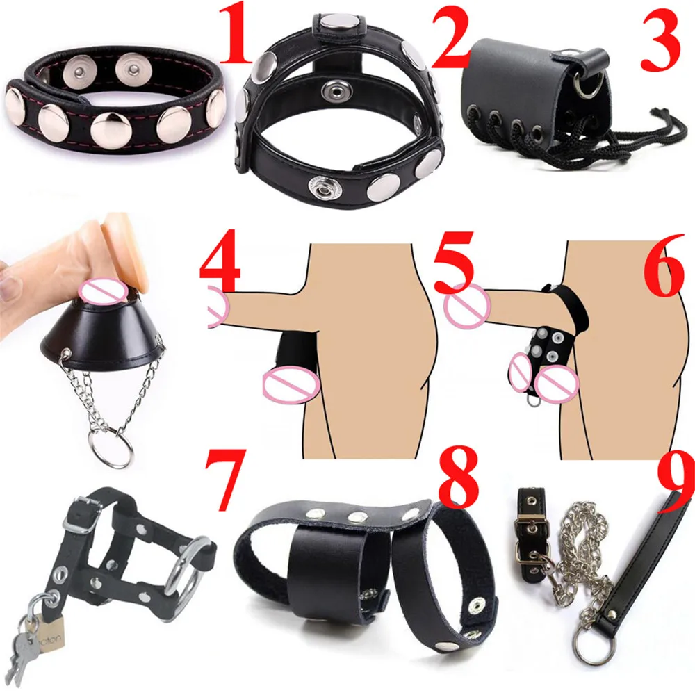 Source Male Genuine Leather Penis Rings Leather Cock Ball Testicle Stretcher Scrotum Bondage Strap Sex Toys on m.alibaba