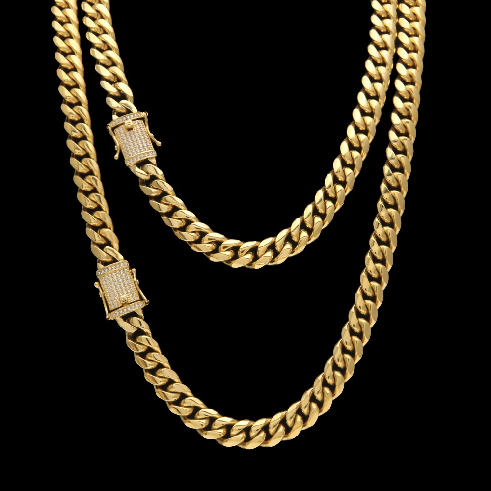 Iced Out Gold Plated Hip Hop Men's Cuban Link Necklace