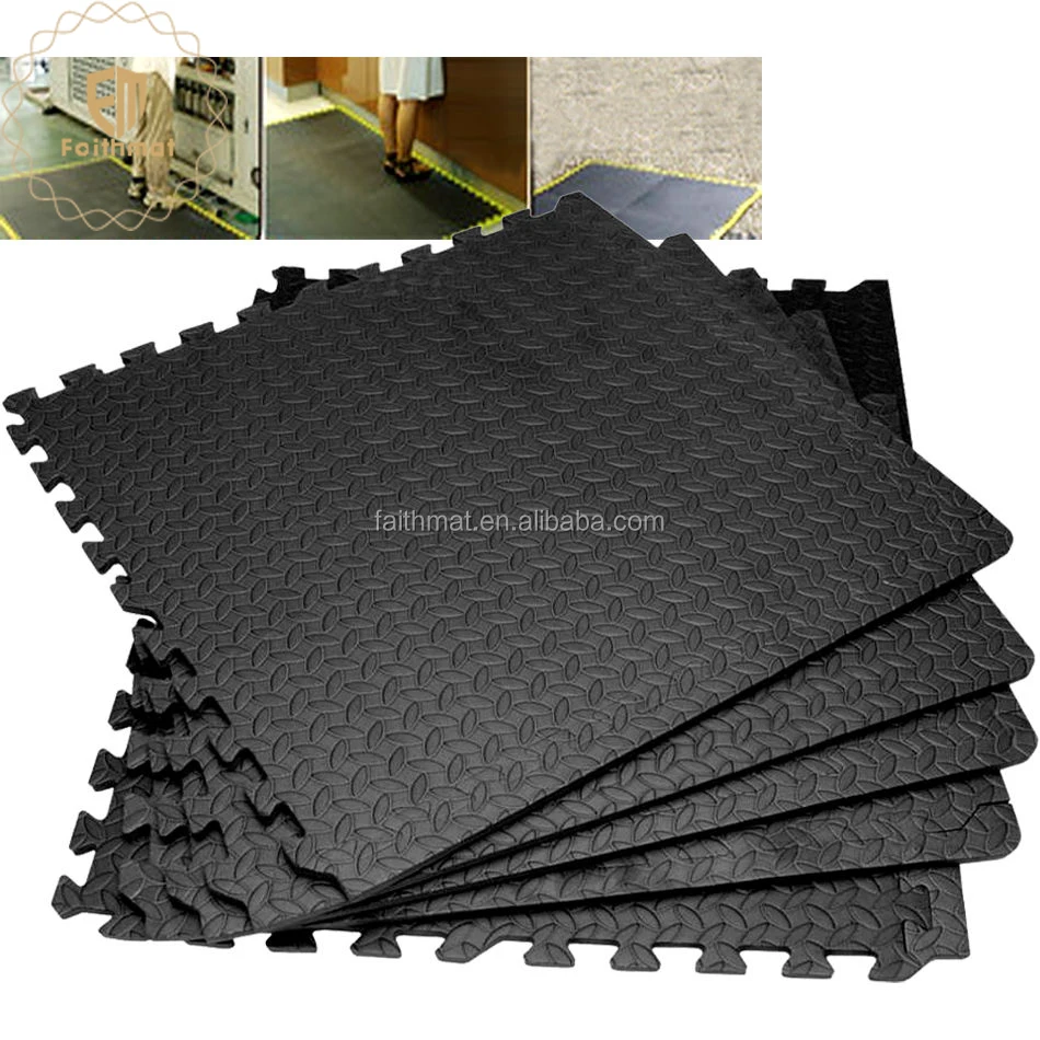 Black Foam Interlocking Fitness Exercise Protective Flooring Gym Floor