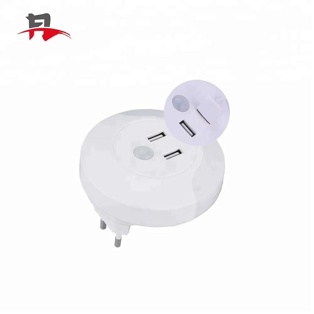 2 в 1 перезаряжаемые с двойной USB зарядное устройство мини пластмассы гнездо ночник