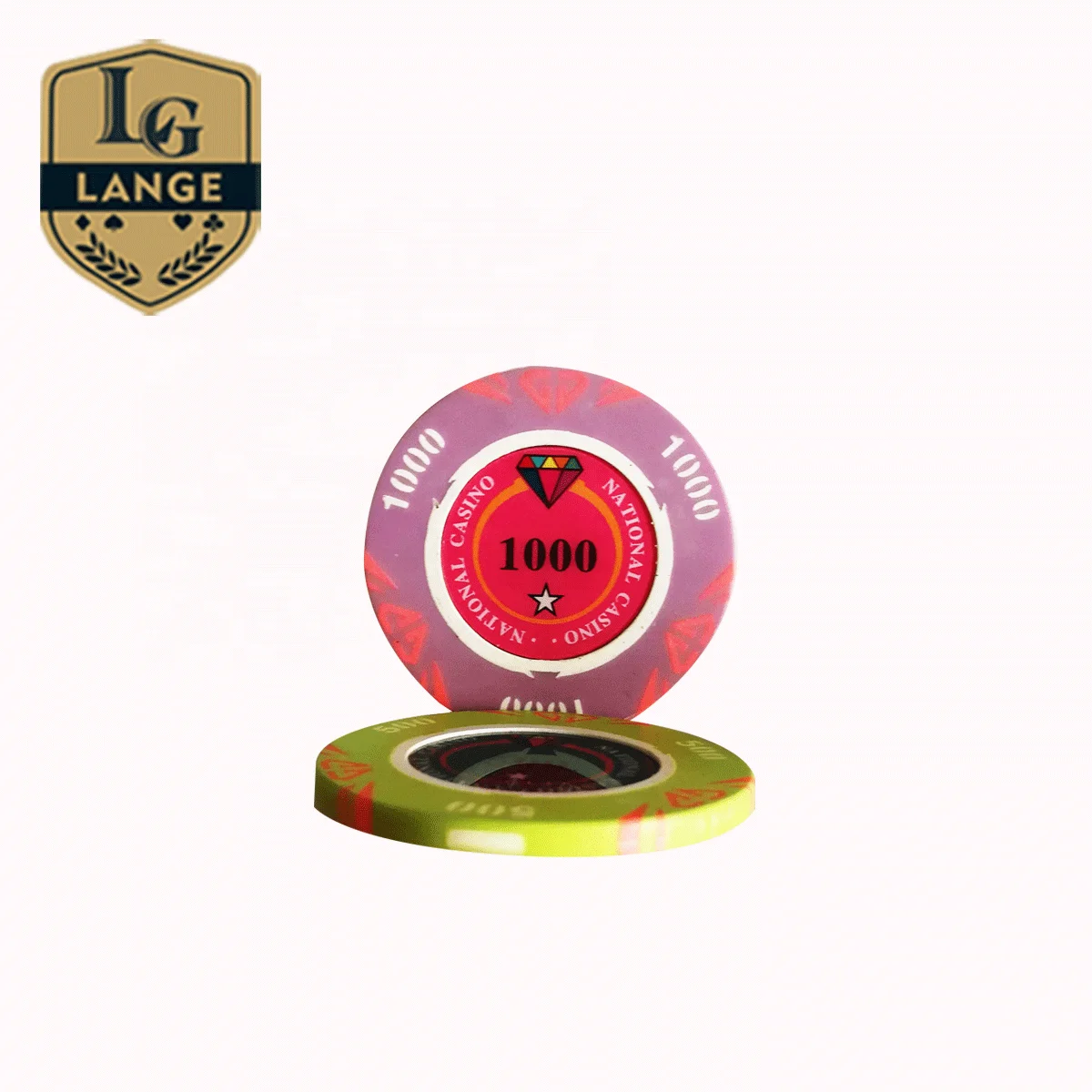 50pcs Las Vegas Laser Casino Clay Poker Chips $1000 