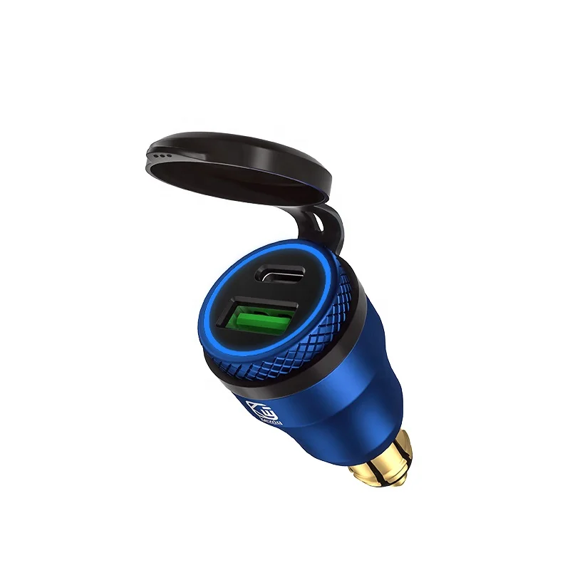 Быстрое зарядное устройство из алюминия для мотоцикла со светодиодной подсветкой двойное USB с разъемом