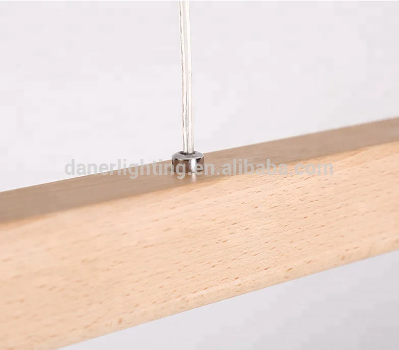 2018 New Modern LED Linear Three Color Dimmable Chain Office Natural Wood Chandelier Pendant Lighting Light