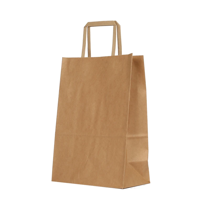 Kraft paper carrier bag with holes and flat paper handles