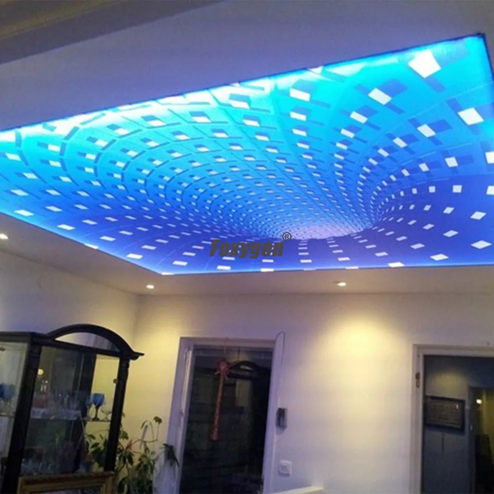 interior decorative pvc translucent 3d custom printed stretch ceiling film-13