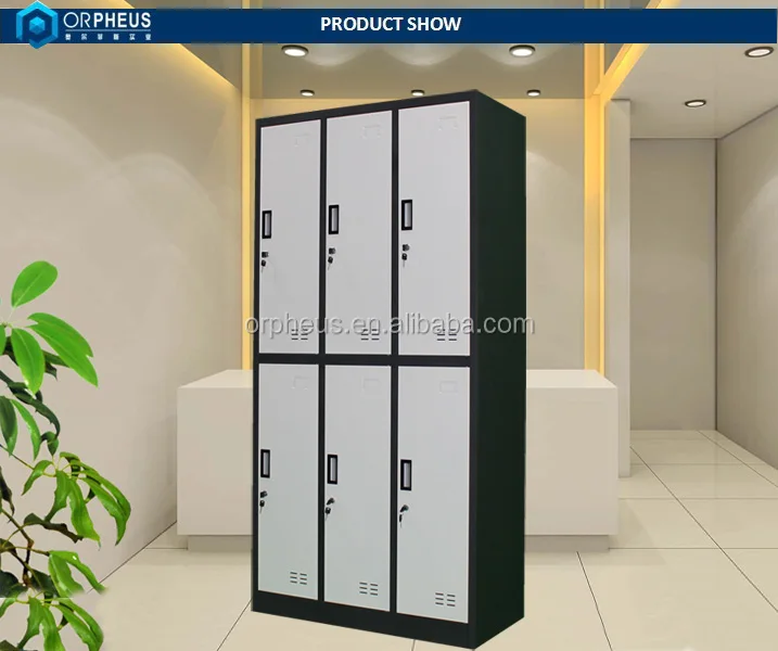 Indoor 6 Compartment Cosmetic Storage Cabinet Cheap Gym Metal Hair Salon Locker