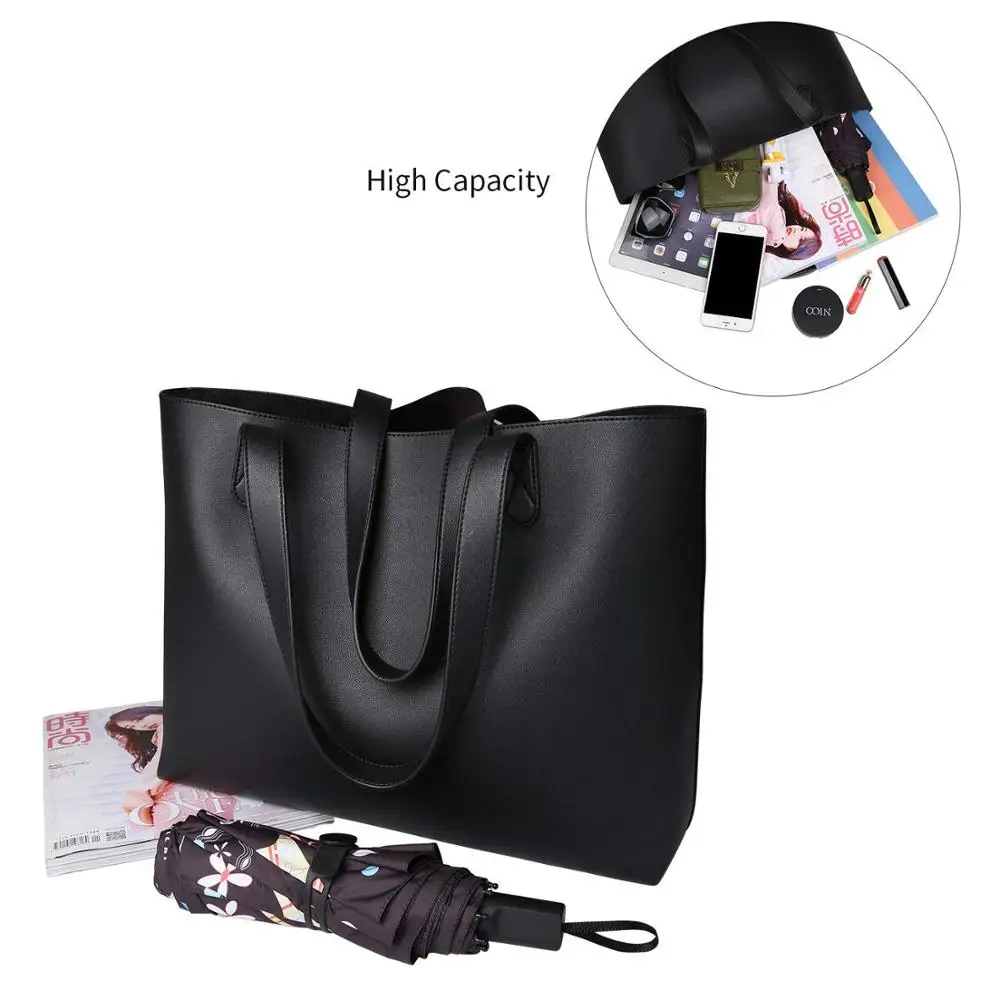 Tote Bag Womens Handbags PU Leather Shoulder Bag Large tote bag Black and Handbags