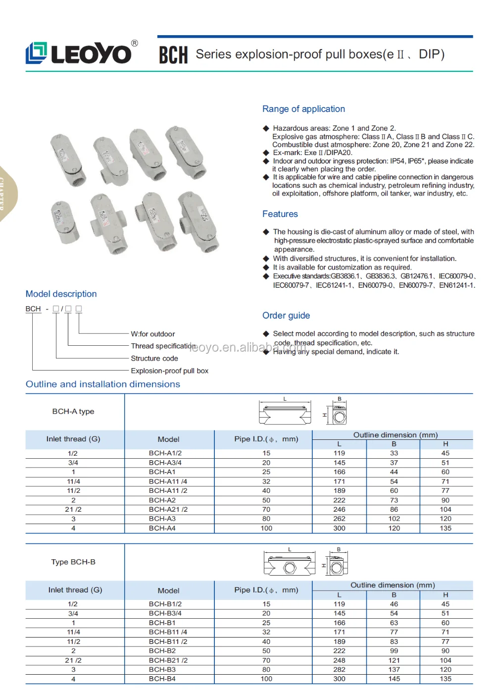 Leoyo BCH Series Explosion-Proof Junction Box for Terminal Blocks