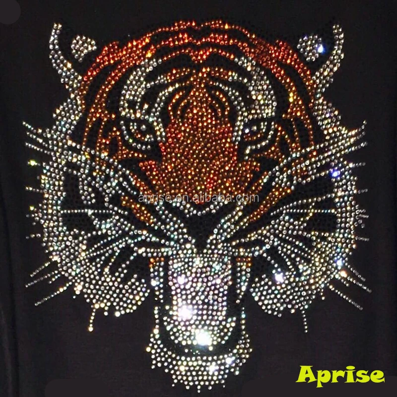 Craft Supplies & Tools iron on hot fix rhinestone tiger motif decal ...