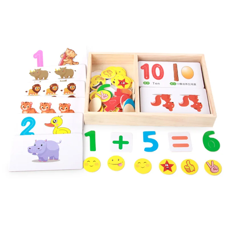 Оптовая продажа недорогая деревянная обучающая детская математическая коробка игрушки
