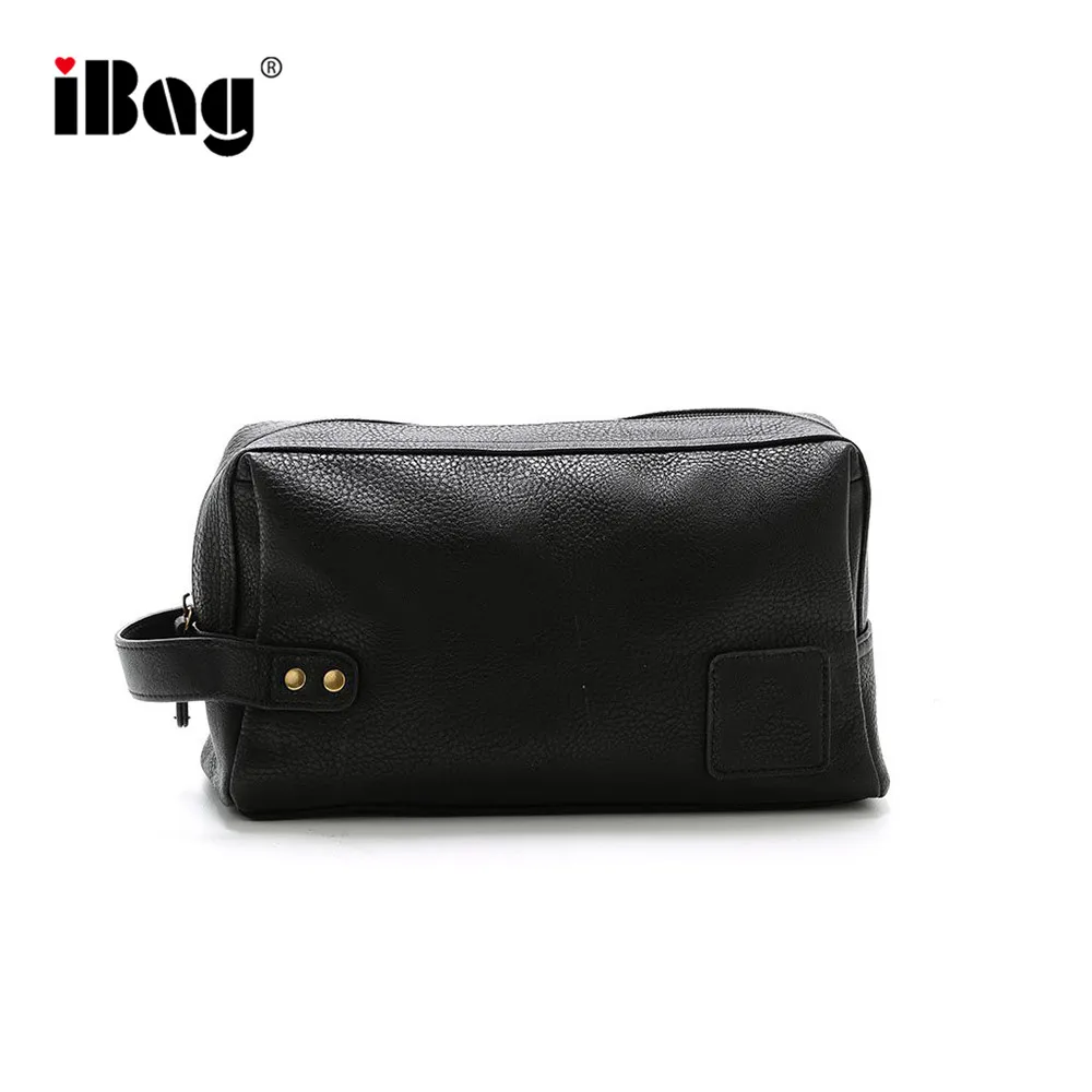 Black Vegan Leather Dopp Kit Mens Pu 