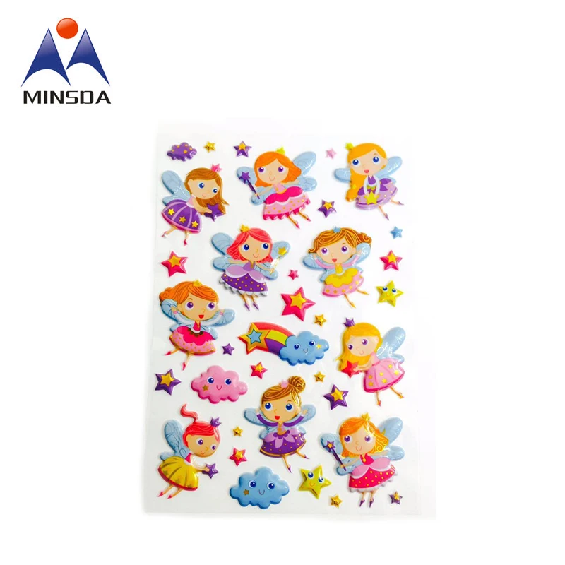 Minsda Shenzhen Puffy Sticker Custom Printing Die Cut Adhesive Sheet Bubble Sticker