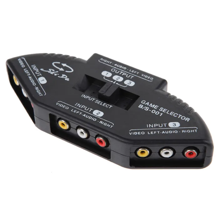 3 Port AV Switcher RCA Selector Switch 3 in 1 AV Switch for Video Audio