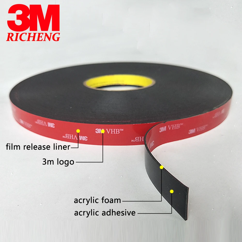3M VHB Tape 3M Double Sided Tape / 3meter long / High Temp Transparent  Acrylic Foam Tape / Acrylic tape / Car vehicle Tape / waterproof / outdoor  / heavy duty