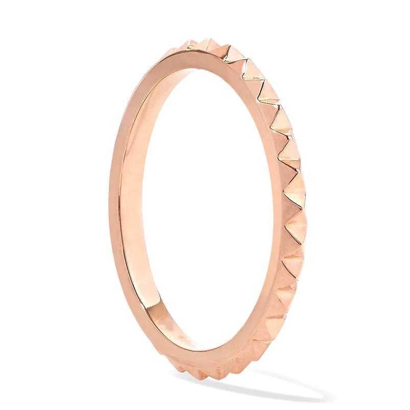 Gemnel 925 sterling silver spike eternity band rose gold finger women pyramid ring