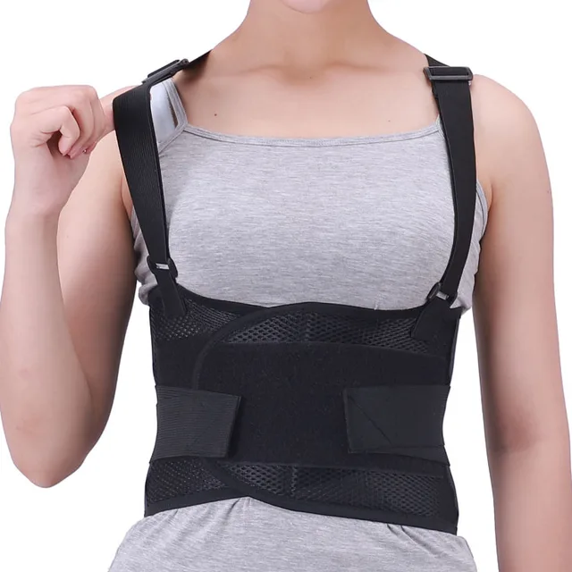 Posture-corrective therapy lumbar lower back brace and support belt