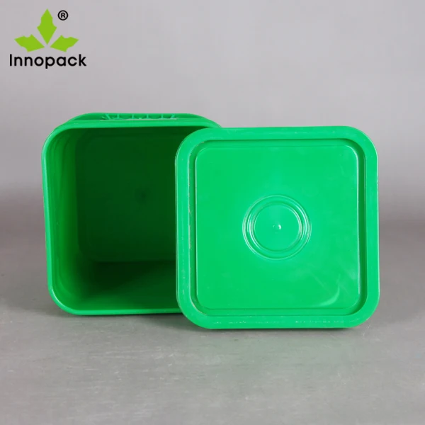 10L Green square Plastic Pail with Lid Washing Powder Bucket PP Plastic Container