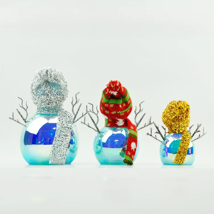 Blown glass decorative led light snowman figurine ornament christmas novelty products manufacture