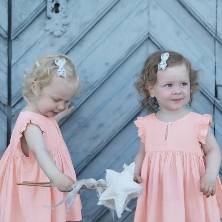 Для маленьких девочек Летняя хлопковая с рюшами без рукавов розовое платье