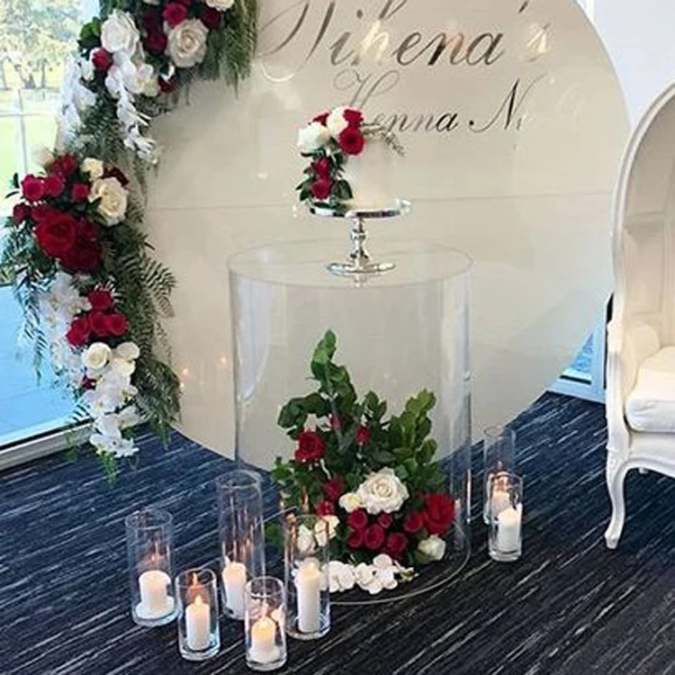 Acrylic Clear Round Column Plinth for Wedding Decoration