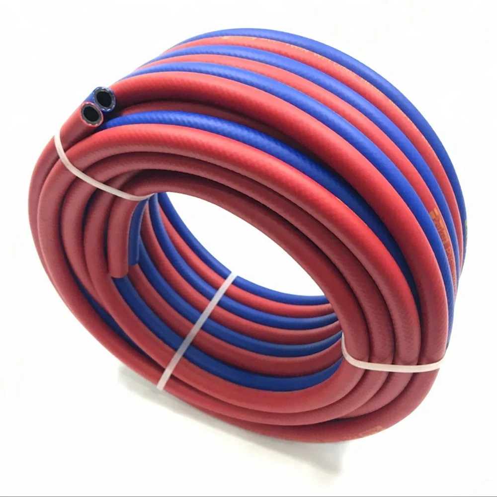 Fiber Braided Oxygen Acetylene Twin Hose Saluran Plastik Bergelombang Pipa Selang Las Kembar PVC