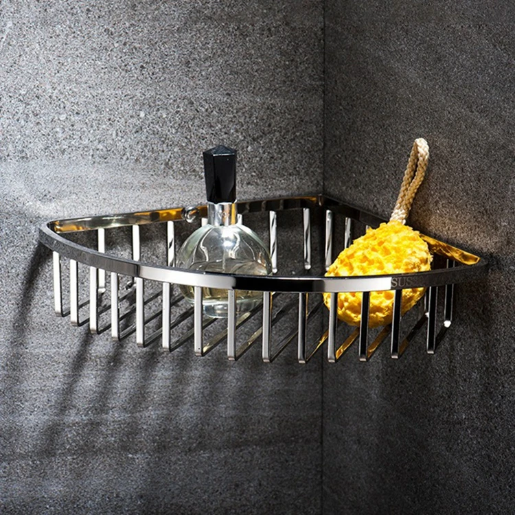 Luxury 304 Stainless Steel Wire Bathroom Shelves Corner Shelf Sus304 Triangle Bathroom Storage