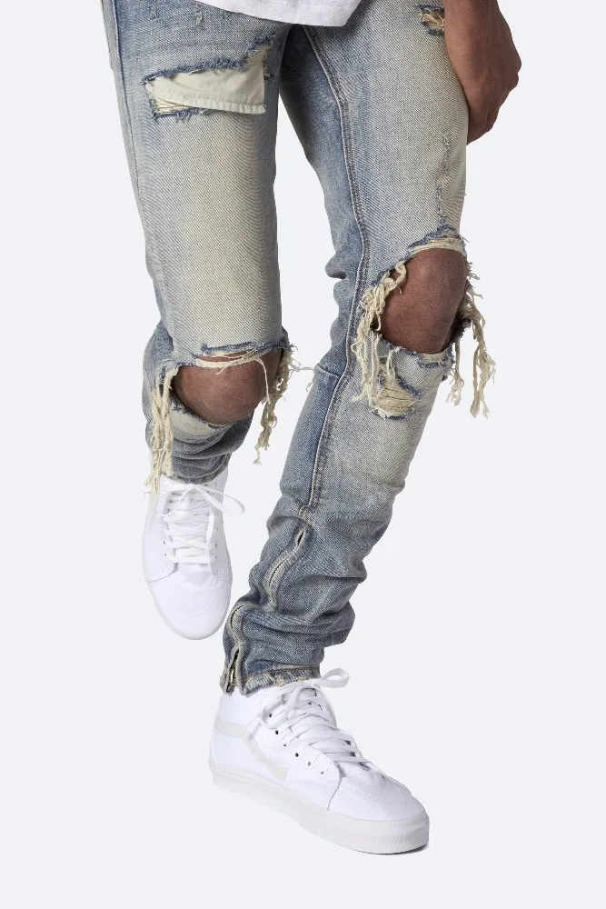 OEM Denim Jeans Manuf Wholesale Chin Vintage Men Denim Ripped Stretch  Destroyed Innovative Design Skinny Jeans 277 - Main Image