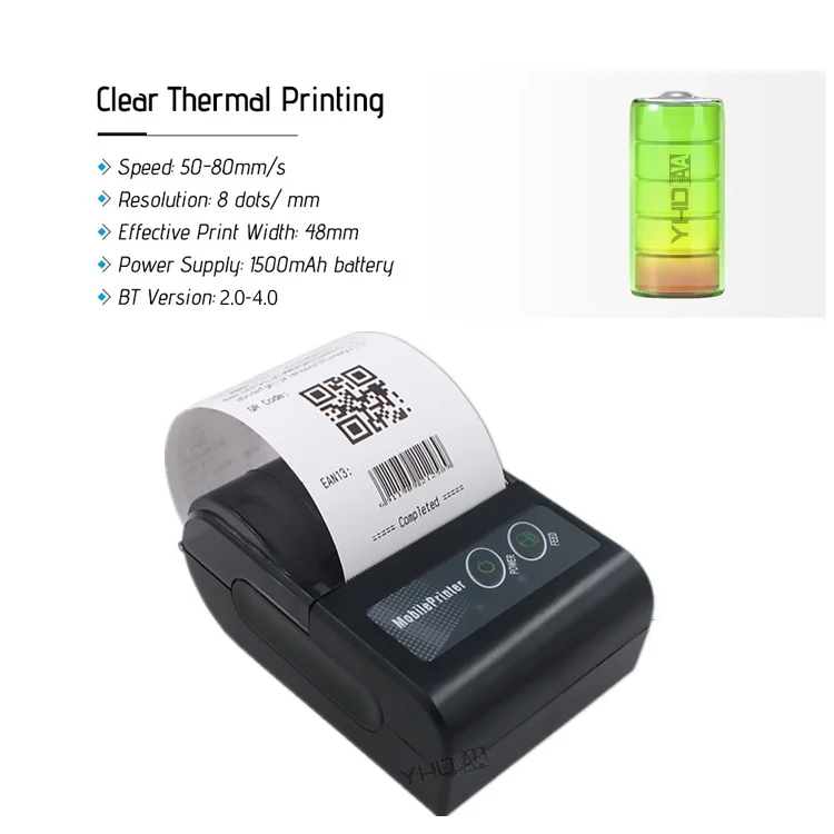 Smart Phone Printer 58mm BT Mobile Thermal Printer Receipt Print Connect to Android and IOS