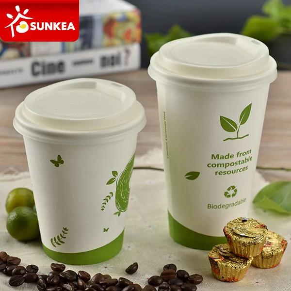 4oz 8oz 10oz 12oz 16oz 20oz Compostable Biodegradable Food Grade PLA Coffee Paper Cup with Lid