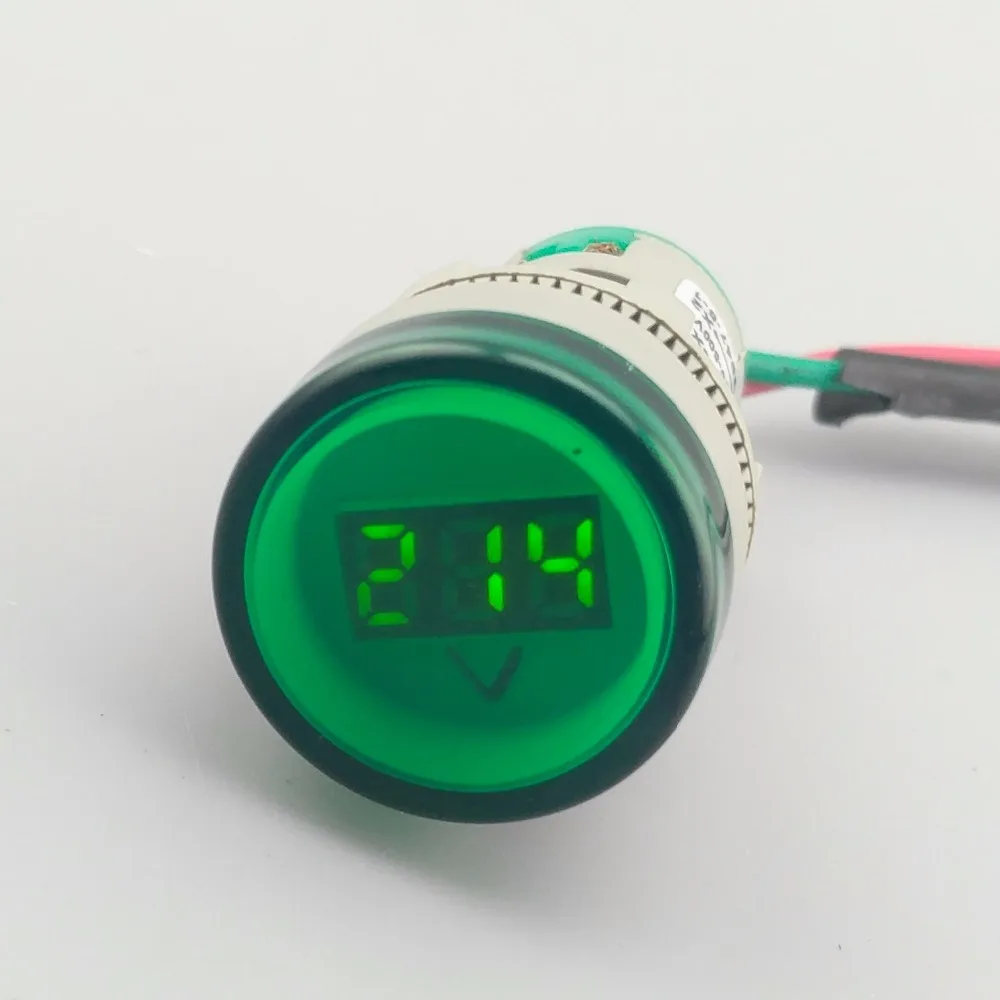 ZChun 22 mm corriente alterna 12 500 V voltímetro cuadrado LED medidor de voltaje digital de luz indicadora Verde