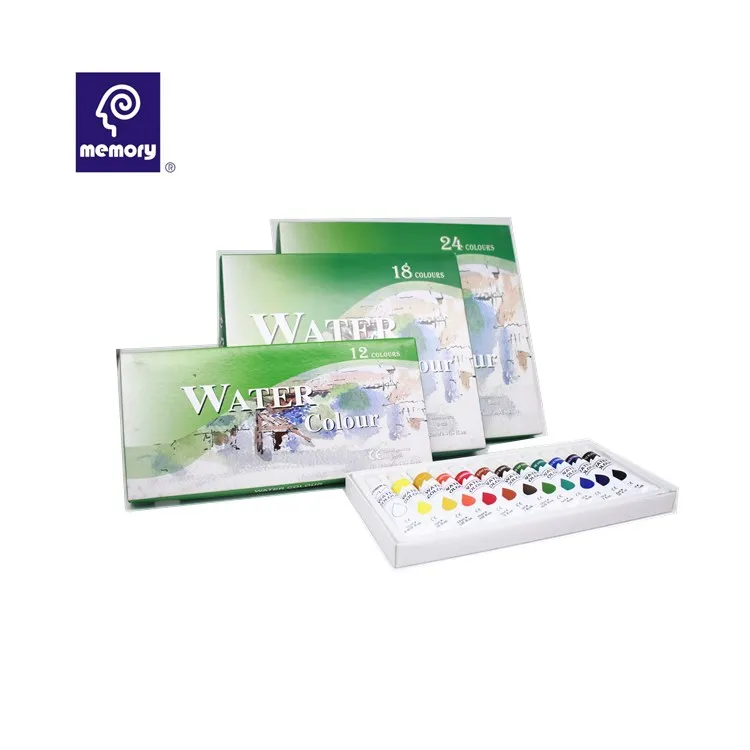 12ml Aluminium Tube Water Color Paint Set 12 18 24 Colors Acrylic Drawing for School Children on Paper/Canvas