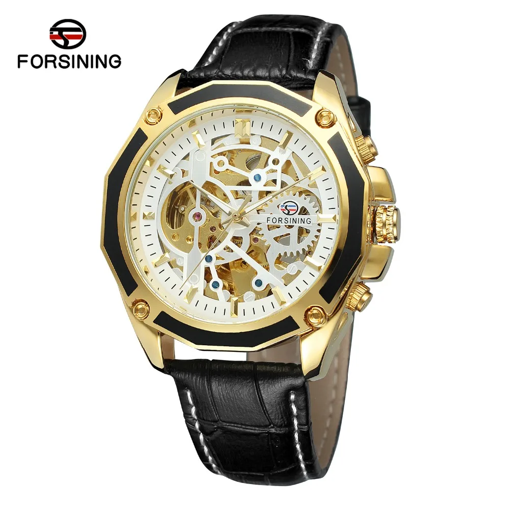 Luxury Skeleton Automatic Leather Watch for Men