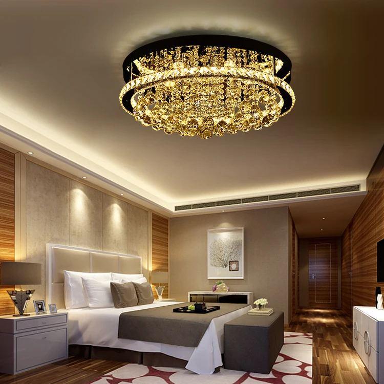 Lampadari Moderni Crystal Modern Round Led Ceiling Lights for Hotel