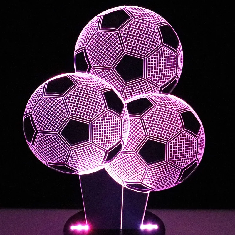 3D LED Night Light Multiple Football Soccer With 7 Color Acrylic Light Home Decoration Lamp Amazing Visual Optical Lights