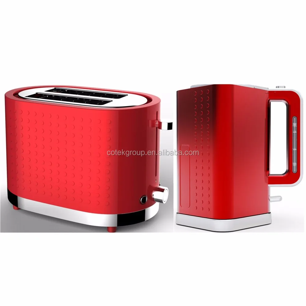 2 Slice Toaster Set Rojo 1.7L Inalámbrico Hervidor Eléctrico 2200W