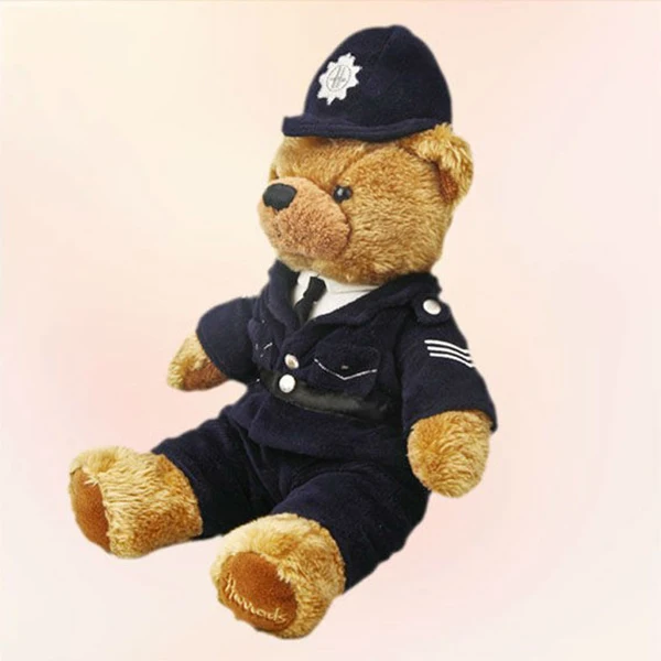 Ours En Peluche Policier Assis – Jouet Doux En Fourrure, 30 Cm, Pour Enfant Ou Déco – Cadeau Anniversaire