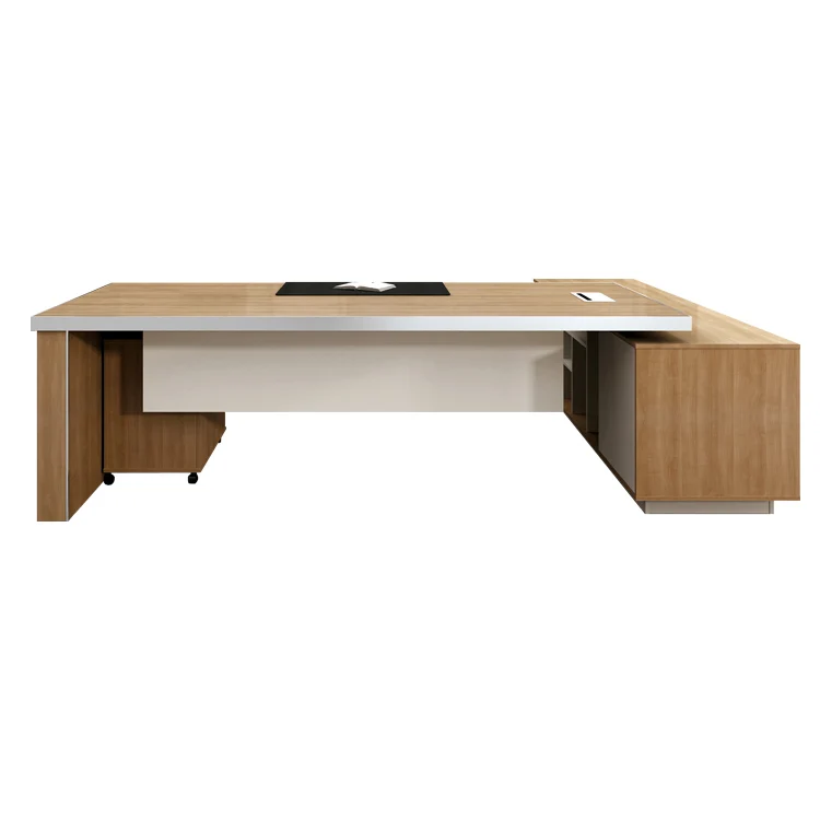 Modern Office Furniture Melamine L Shaped Desk Wooden Black Color Boss Large Executive Table