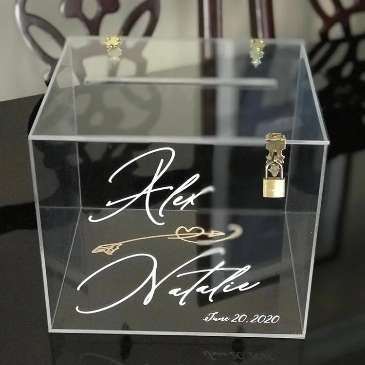 Elegant Clear wedding Set acrylic card box with Lock and sign cards &  gifts, Personalized Wedding Card Box, Clear Card Box, Wedding Card Box with  Lid