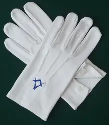 Китайский производитель Индивидуальные белые масонские перчатки из 100 хлопка с тремя полосками и вышитым