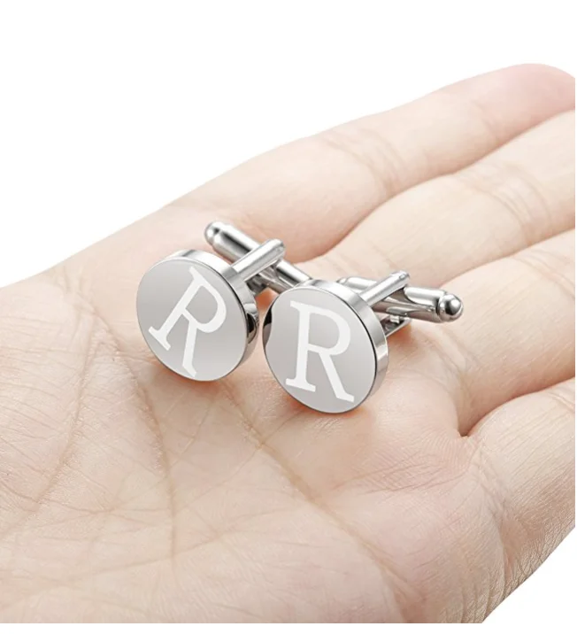 Мужские классические гравировка первоначальное запонки буквы алфавита запонки официальные деловые туфли; Свадебные мужские рубашки A-Z