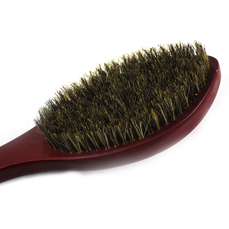 Custom Men's Grooming Beard Brush New Design Wooden Wave Brush 360 Curved Medium Hard Boar Bristle Brush