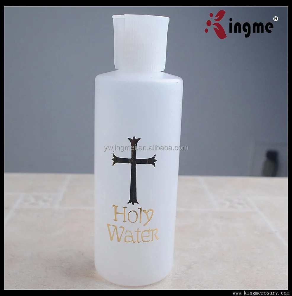 150ML Plastic Holy Water Bottle with Hot Gold Printed with Spout Cap