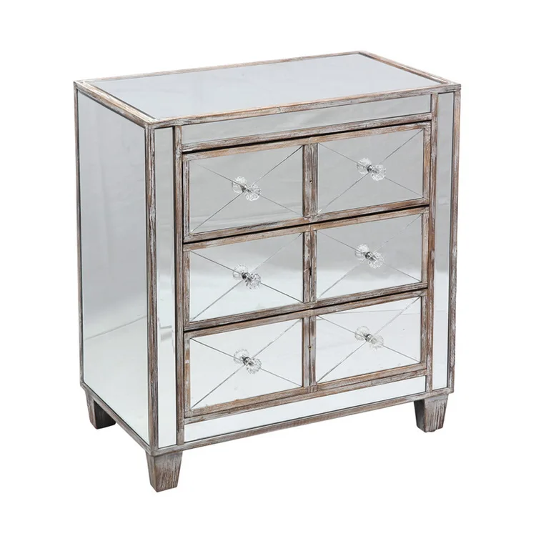 Manufacture Mirrored Furniture Bedroom 6 Storage Chest Drawers Wood Mirror Living Room Cabinets